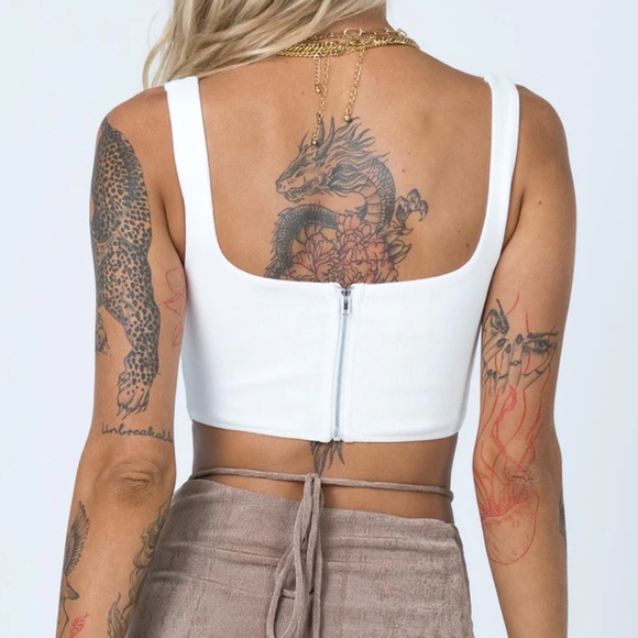 Princess Polly Kaeshia Rib Bustier, Size 4, White - Picture 2 of 6